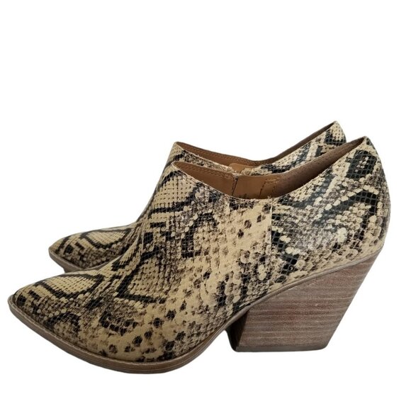 Franco Sarto L-Garcia Black & Cream Leather Snake Print Ankle Booties Si… - Picture 6 of 8